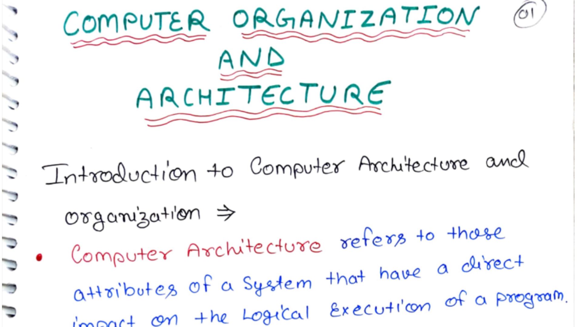 Computer Organization and Architecture handwritten notes PDF for B.Tech CS