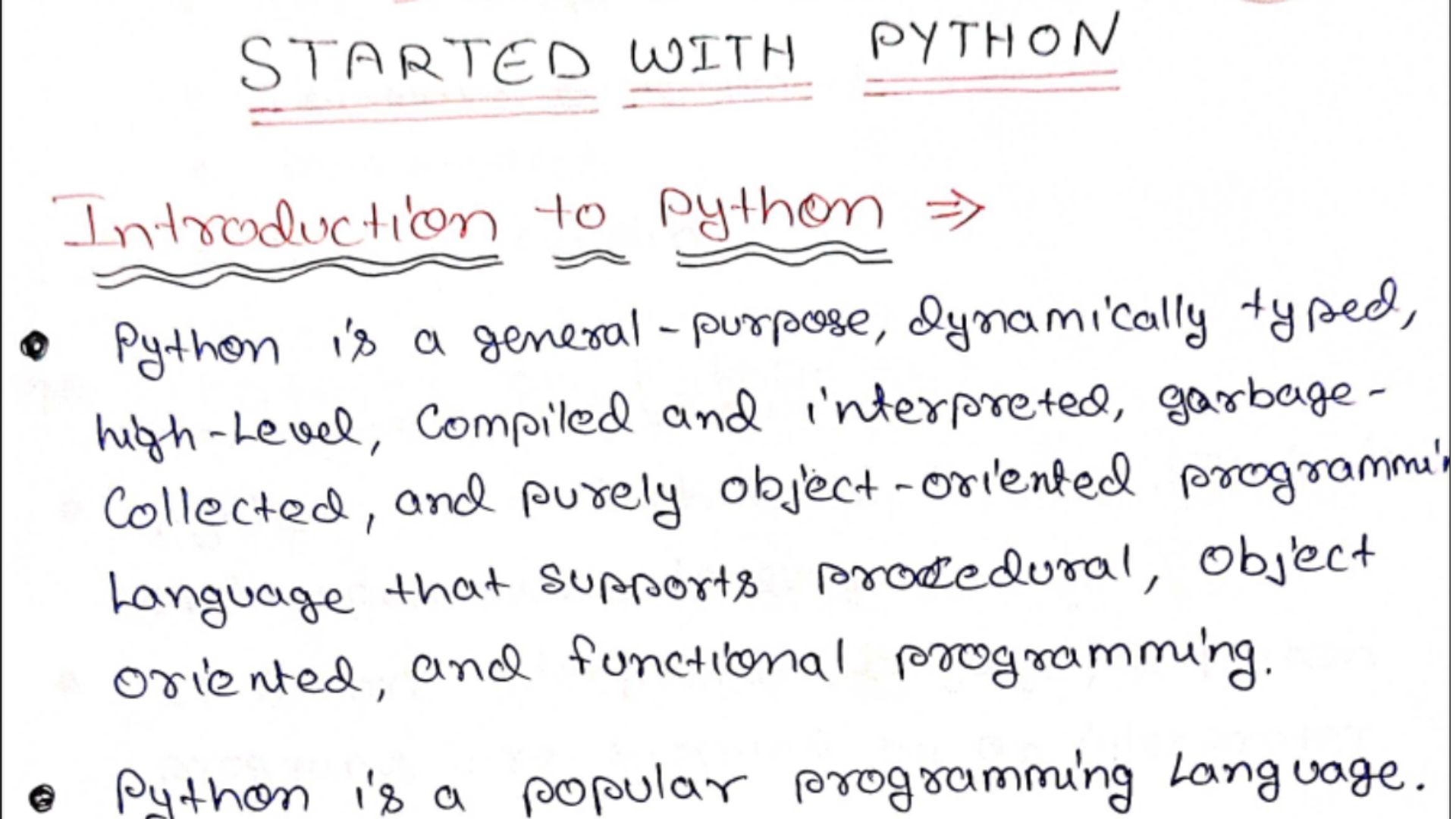 Python programming handwritten notes PDF for engineering students